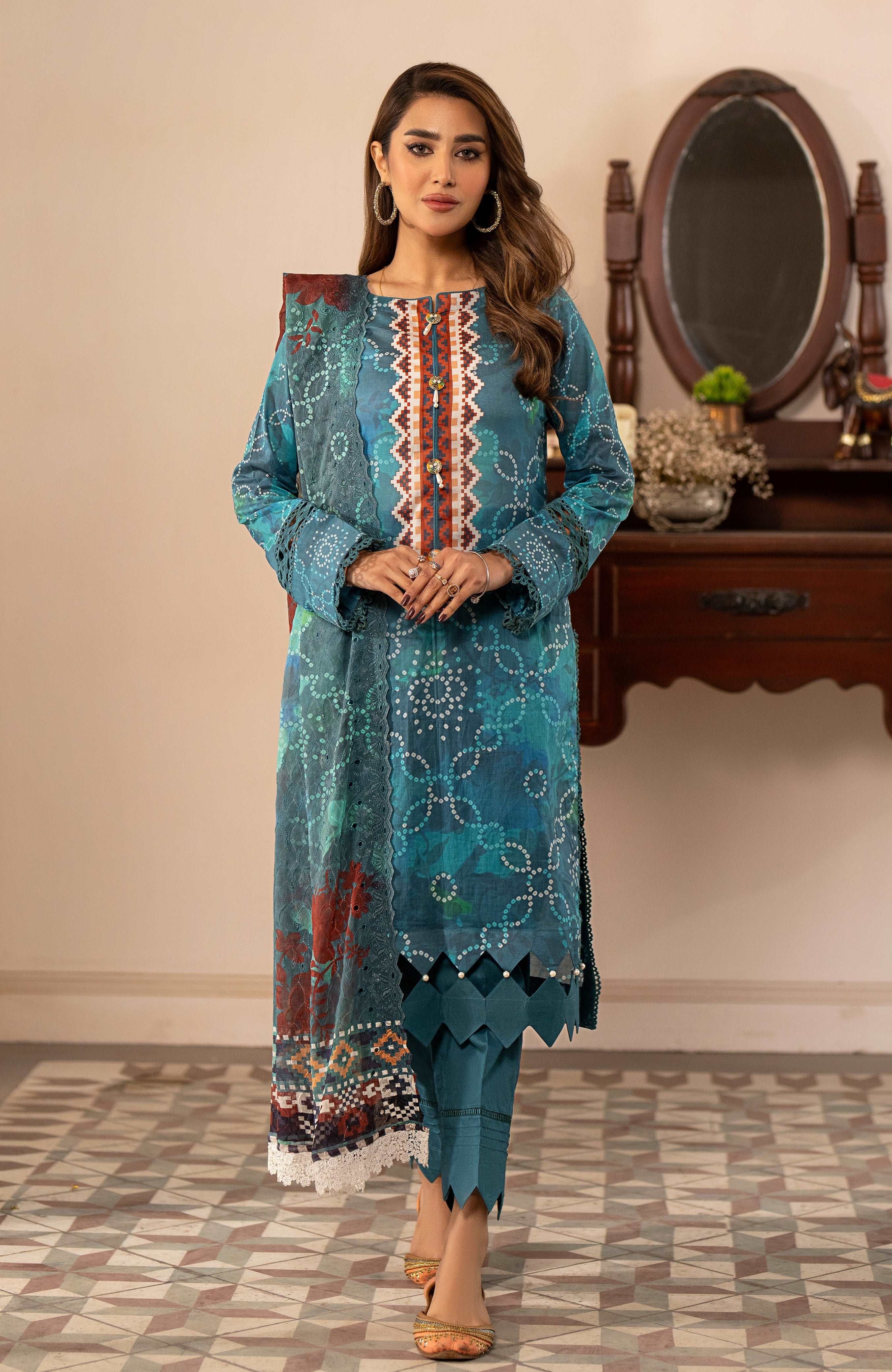 Zarka’s Luxury Lawn by Al Zohaib – Chikankari Chiffon Dupatta 3-Piece Unstitched (ZC-SBEC-24-04)