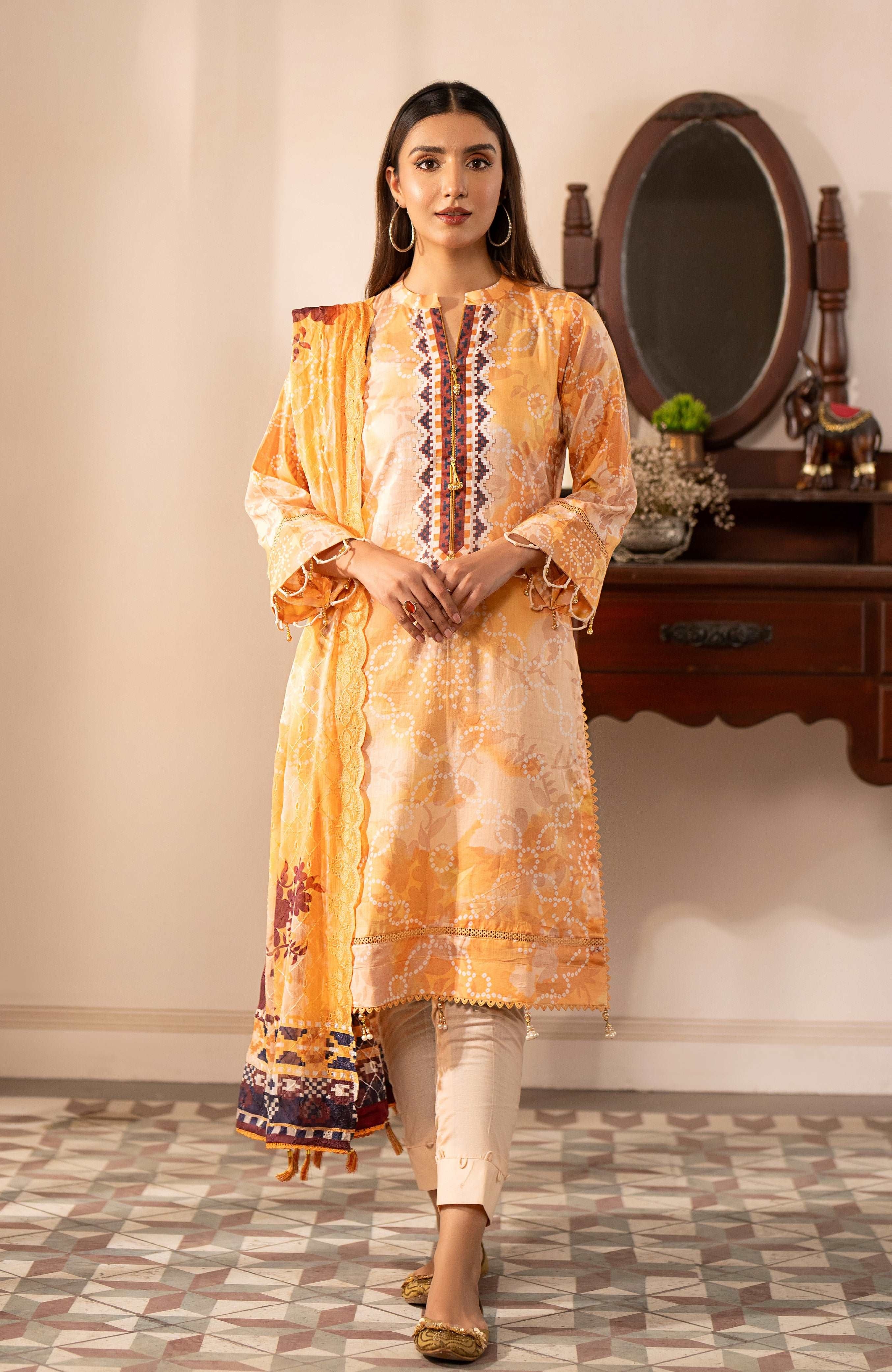 Zarka’s Luxury Lawn by Al Zohaib – Chikankari Chiffon Dupatta 3-Piece Unstitched (ZC-SBEC-24-03)