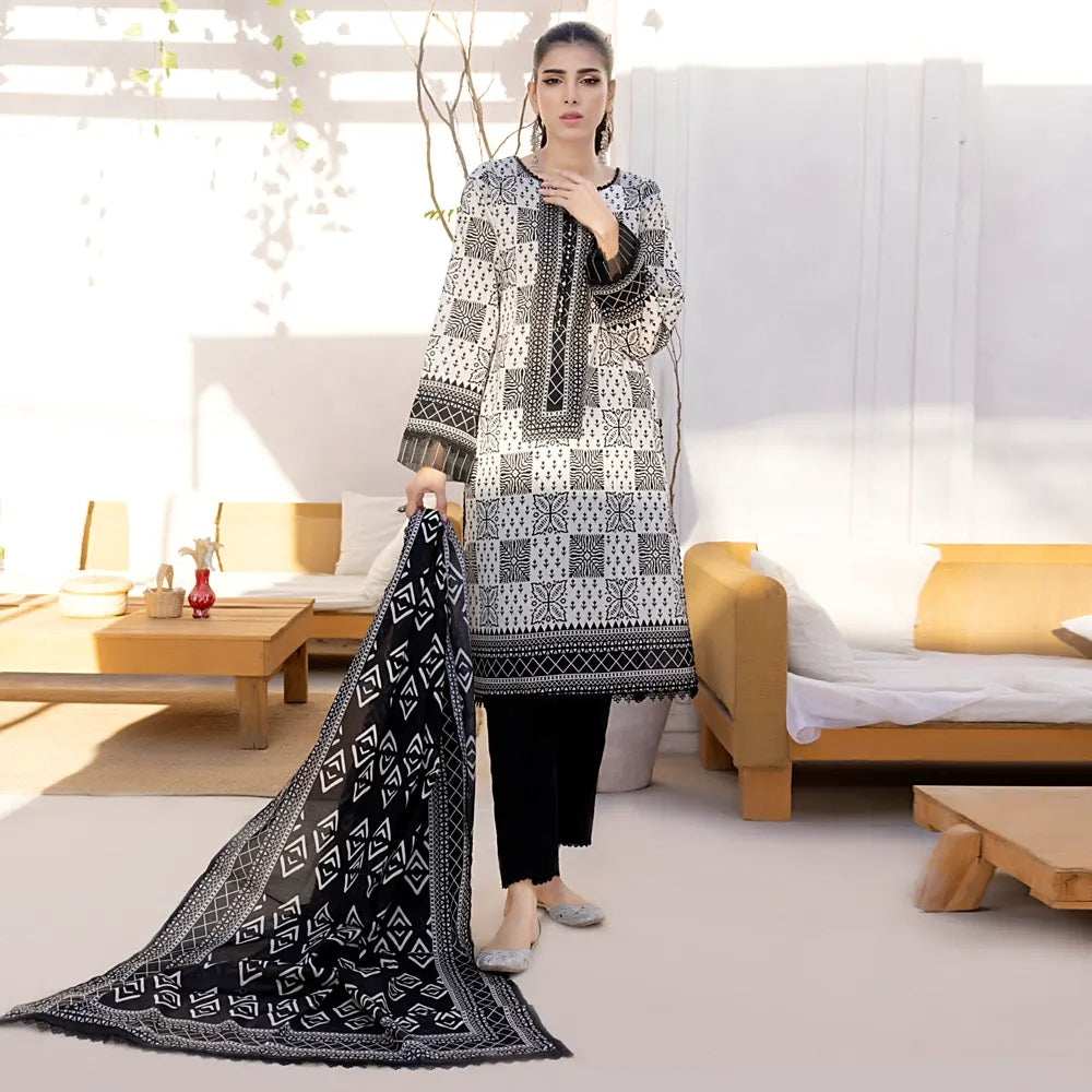 Zarka's Collection ZC-BNW-001 | 3 PC Printed Lawn by Regalia